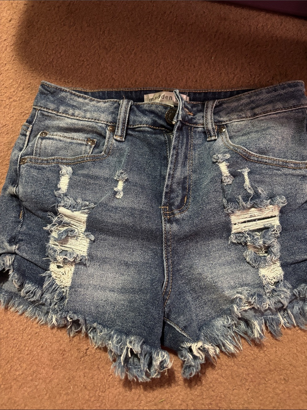 Madden Girl Distressed Blue Denim Jean Shorts